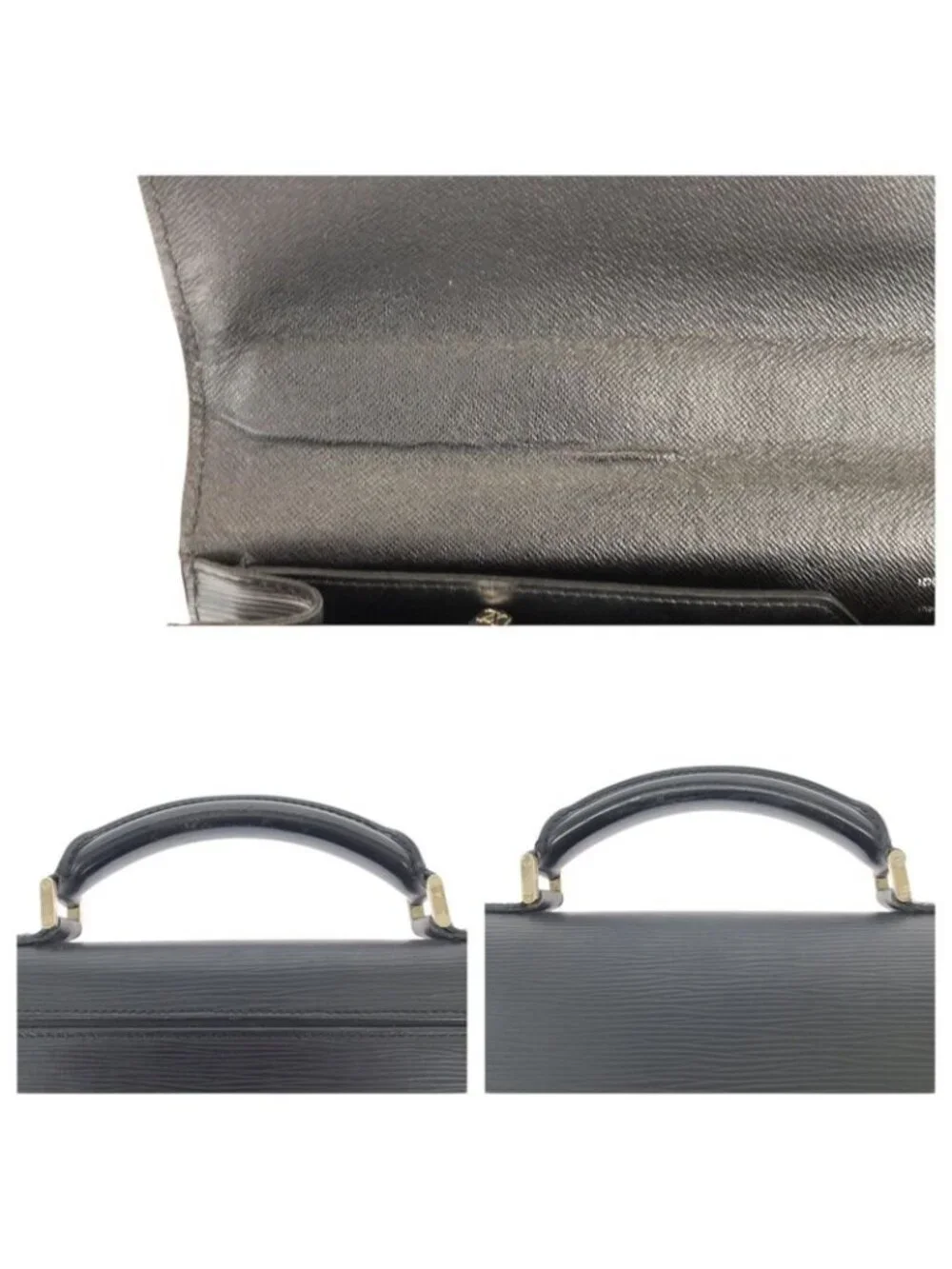 Louis Vuitton Epi Black Silver Leather Business Bag